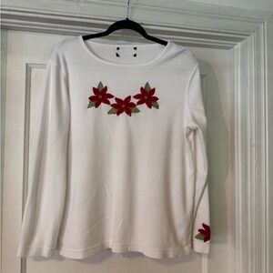 Vintage‎ Embroidery Poinsettia Top